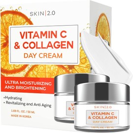 Skin 2.0- Hidratante Facial Diario con Vitamina C y Colágeno: Probado por Dermatólogos, Reafirma y Aclara la Piel.