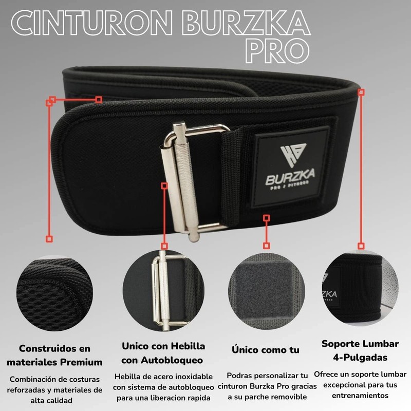 BURZKA Faja Cinturon Levantamiento Crossfit Pesas Gym Soporte Lumbar con