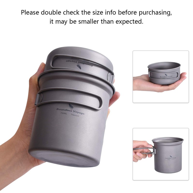 iBasingo Titanium Pot Pan Set Lightweight Camping Cookware Outdoor Kitchen