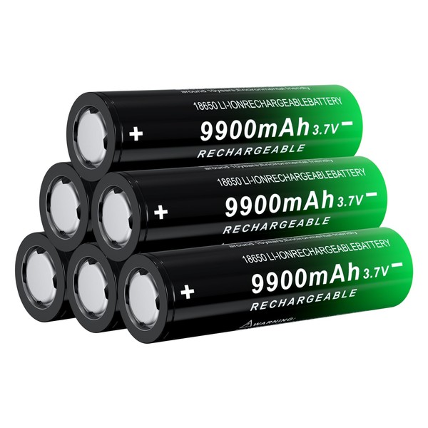 PAOWANG 18650 Rechargeable Battery 9900mAh 3.7V Lithium Batteries Flat Top
