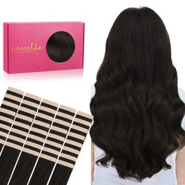 WENNALIFE Tape in Hair Extensions Human Hair 80g 12 Inch Dark Brown Human Hair Straight Tape Invisible Hair Extensions Reusable 40 Pieces
