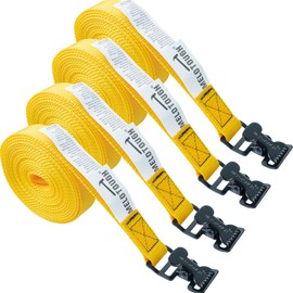 MELOTOUGH 4Pk 1" x 12ft Lashing Strap with Alligator Thumb Buckle Cargo Secure Webbing Up to 450lbs,Ladder Straps,Tie Down Straps,Utility Straps with Clips,Yellow
