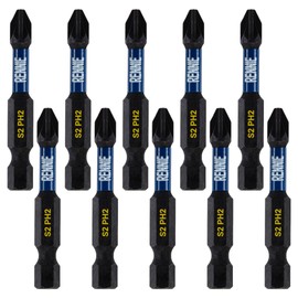10 x Rennie Tools 50mm Long PH2 Impact Screwdriver Driver Bits Set. Magnetic Phillips No.2 Heavy Duty Impact Driver Bit Set. PH2 Bits. Hex Shank. Cross Head Impact Bits