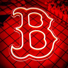 BOS or BRS Neon Sign for Wall Decor Baseball Neon Light for Man Cave or Garage Birthday Gifts for Men With Baseball Team Led Sign for Bar Party Dorm Office Wall Art Size16.1 * 11.4In(ZYLD061)