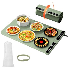 HEYLEAYAR Warming Mat for Food, Rollable Electric Warming Trays for Food with 9 Temperature Settings, Heating Fastly in 10S, Food Warmer Using for Buffets Party and Home Daily, Green