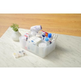 JEJ Astage Storage Box, Desk Tote, Desk Organizer, Stacked, Made in Japan, Clear, Width 10.2 x Depth 7.4 x Height 5.7 inches (26 x 18.8 x 14.5 cm)