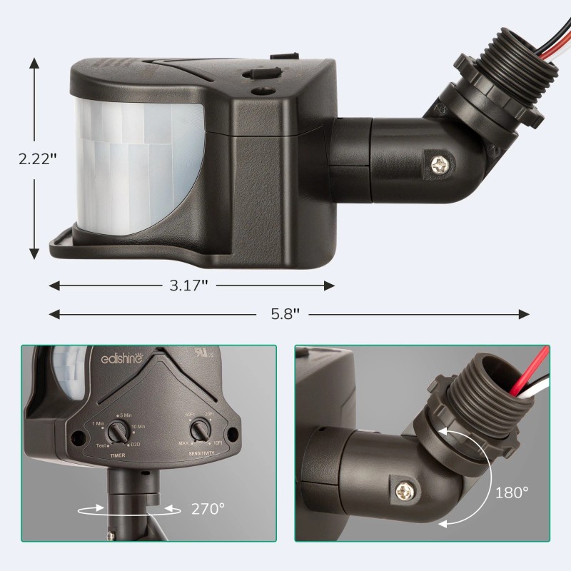 DEWENWILS EDISHINE Motion Sensor, Automatic Dusk to Dawn,120V AC Motion