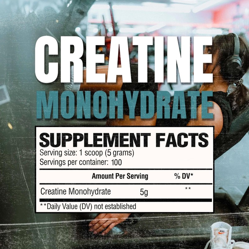 Raw Creatine Monohydrate Powder, 100 Servings, Unflavored, 510g – Micronized