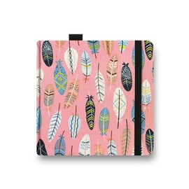 5x5" Handy Portable Handmade Cloth Fabric Hardcover Sewing Binding Travel WaterSketchbooks Watercolor Paper 140LB/300gsm 20Sheets/40Pages Journal Mixed Media Pad Notebook Pink Feather