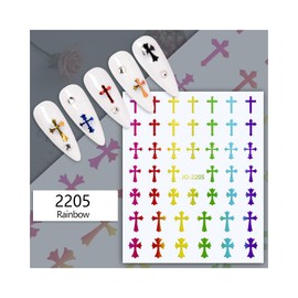 Generic Cross Nail Sticker Gold Silver Black White Nail Decals Jo2205 Neon Nail Wraps Stickers Manicure Supplies for Women Nails Full Long Lasting Easy Apply and Remove