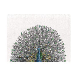 Maxwell & Williams Marini Ferlazzo Birds Printed Tea Towel with Indian Peacock Design, Cotton, Black/White, 50 x 70 cm