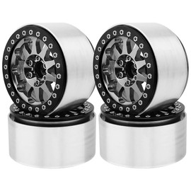RZXYLRC 4Pcs Aluminum 2.2" Beadlock Wheel Rims for 1:10 RC Rock Crawler Axial SCX10 I II III RR10 Wraith 90048 90018 TRX4 Metal Upgrades (Titanium)