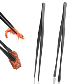 VMUTGA BPJ-2PC Set of 2 30.5 cm Cooking Tweezers Tongs Set, Stainless Steel Long Tweezers, Kitchen Tools for Cooking, Grilling, Serving and Food, Black
