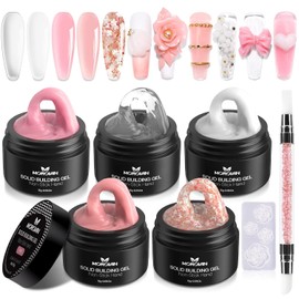 Morovan Solid Builder Gel for Nails: 5 Colors Hard Gel for Nails, Non-sticky, Long Lasting, DIY at Home