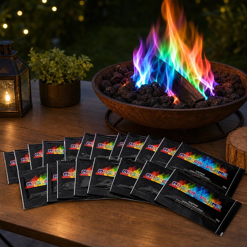 18PCS Magic Fire Sachets 10 G Packs, Fire Colour Changing