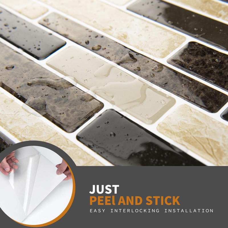 WOWSTAR 10-Sheet Peel and Stick Backsplash Tile for Kitchen Wall,