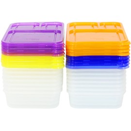 16 Pack - SimpleHouseware 3-Compartment Heavy Duty Bento Lunch Meal Prep Container Boxes, 36 ounces, 4 Color