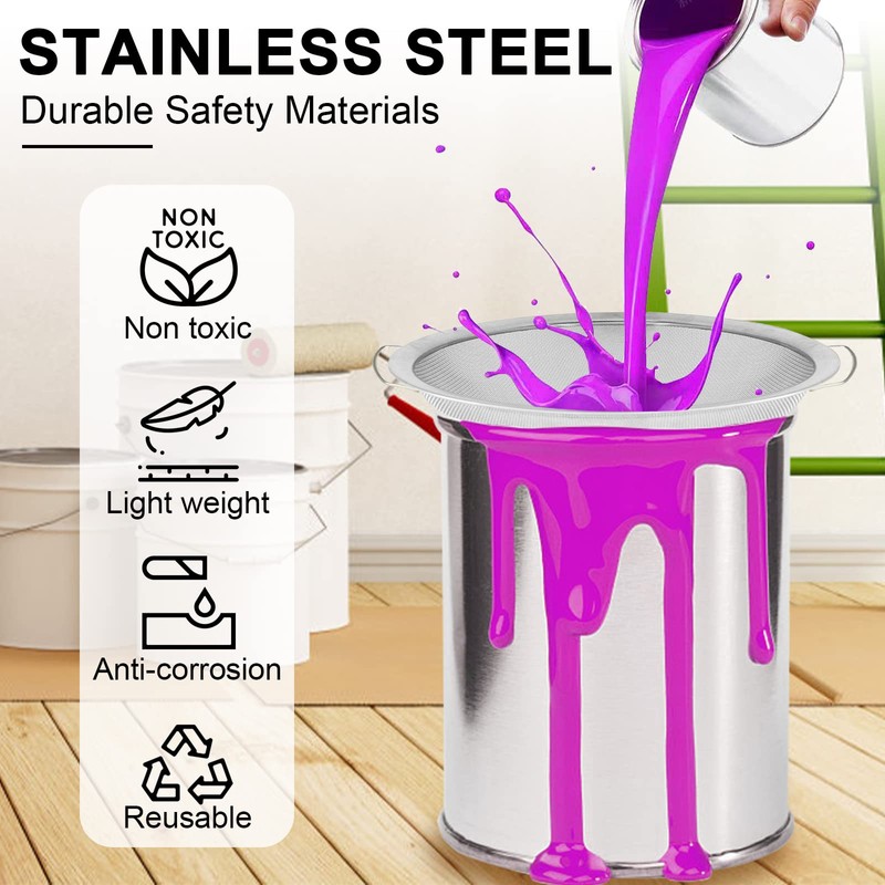 4 Packs Fine Mesh Paint Strainer 60 Mesh Stainless Steel