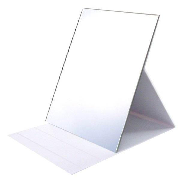 Leather Tri-Fold Mirror, White