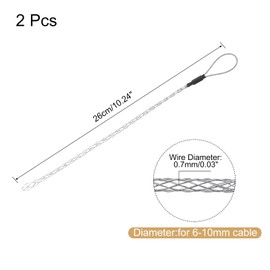 sourcing map Cable Pulling Grip for 6-10mm Cable(Black) 26cm,0.85FT Wire Mesh Puller Socks Grip Single Head Galvanizing Steel Wire Grips Net Cover Smooth,2 Pcs
