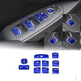 Boltry Car Aluminum Alloy Car Door Armrest Button Cap Electronic Window Lift Panel Decoration Frame Cover Decal Trim Accessories 10Pcs for Honda Accord 2018-2020 (Blue)