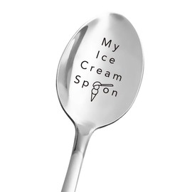 Funny Ice Cream Spoon Engraved Stainless Steel - Ice Cream Spoon for Grandma Grandpa Dad Sister Friends - Ice Cream Lover Gift Ideas for Women Men- Perfect Birthday/Thanksgiving/Christmas Gifts