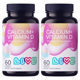 LIVS Calcium & Vitamin D3 Gummies – 170mg Calcium + Vitamin D3 Per Serving | Sugar Free, Vegan, Gluten‑Free & Kosher | Calcium Supplement for Bone & Muscle Support | Cotton Candy Flavor – 120 Count
