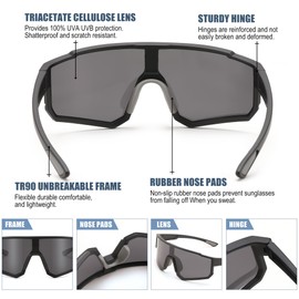 FEISEDY B0213 Sports Sunglasses Polarised Men Women Cycling Glasses Teenagers Sports Glasses Mirrored for MTB Cycling Baseball with UV400 Protection & TR90 Frame