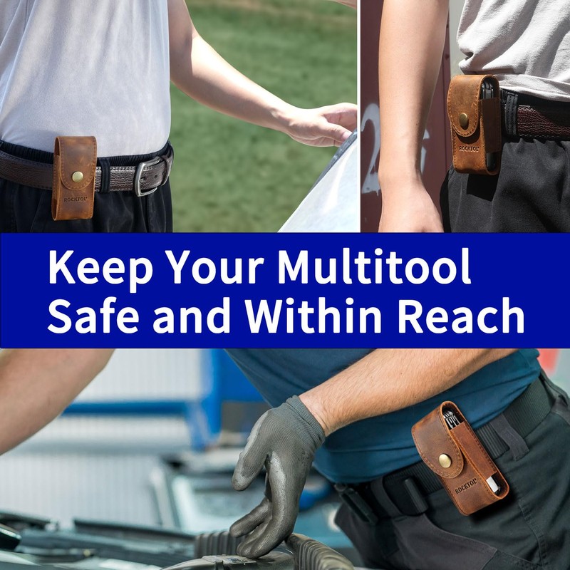 ROCKTOL Multitool Sheath, Premium Leather Snap Sheath for Belt, Multi-Tool