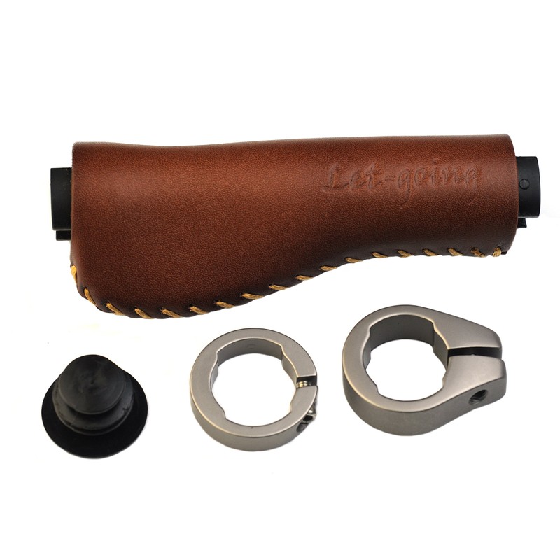 Letgoing Pure Leather Bicycle Handlebar Grips Inner Diameter 2.2cm Length