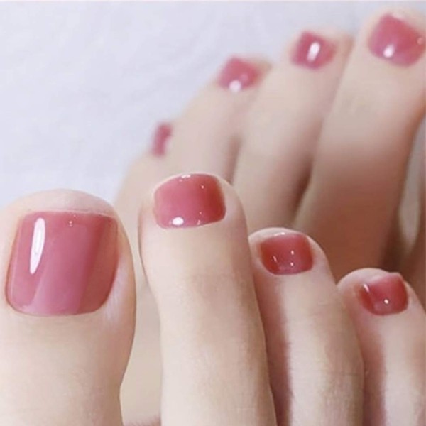 Brishow False Nails Foot False Toenails Acrylic Stick on Toenails Pack of 24 for Women and Girls
