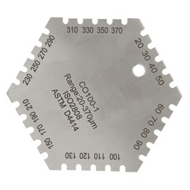 Paint Strength Meter CO100-1 20-370um Hexagonal Wet Film Comb Card Stainless Steel Thickness Gauge with High Precision for Measuring Range