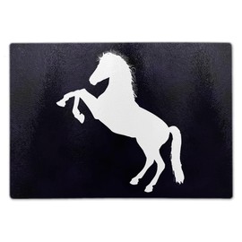 ShopQuality4U Premium Medium 20x28cm Glass Cutting Board Cheese Board Board Horse Silhouette Design Design Kitchen Worktop Saver Protector…