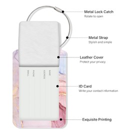 LEEHOOM 2 Pack Luggage Tags, Patterned Luggage Tags Privacy Protection Travel Bag Labels Suitcase Tags with Stainless Steell - 1X