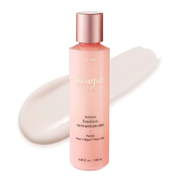 Etude House Moistfull Collagen Intense Facial Emulsion 180ml | Intense Hydrating Super Collagen Skin Care Emulsion | Korean Facial Moisturizer with Low-molecular Peptides included for All Skin Type