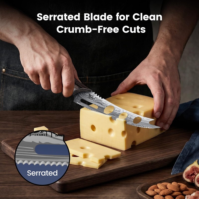 SYOKAMI Cheese Cutter Knife, 5.5" Serrated tomato knife for block