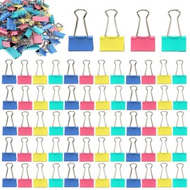 Pack of 180 Foldback Clips 15 mm Metal Binder Clips Paper Clips Colourful