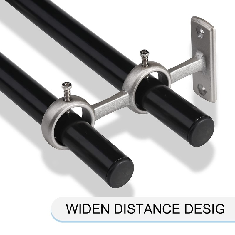 Goowin Double Curtain Rod Holder, 3pcs Brackets Hooks for Living