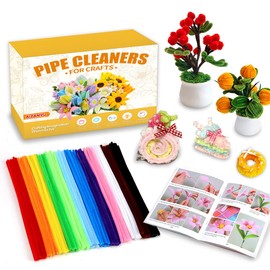 AIZANYU 1200pcs Pipe Cleaners Bulk. 24-Color Chenille Stems for Craft. Art Supplies for Flowers. Flower Making Manual Included