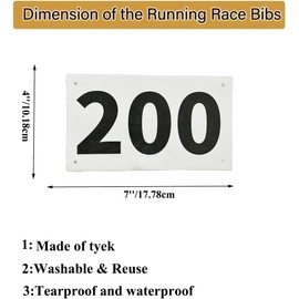 Kayiete Running Race Bibs Large Numbers with Safety Pins for Marathon Race Events- Tyvek Tearproof Waterproof (1-200)