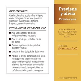 A+D Prevent Pomada para Rozaduras de Pañal en Bebés 113 g | Hipoalergénica | Vitamina A y D, Lanolina | Libre de Parabenos, Ftalatos, Sulfatos y Colorantes