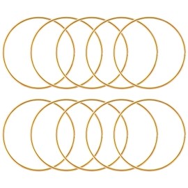 Teaaha Pack of 10 Metal Rings for Crafts, 8 cm, Decorating Gold Macrame Rings for Crafts, Floral Hoop for Making Wedding Wreath Decor, Dream Catcher and DIY Centerpiece, Wall Hanging Crafts