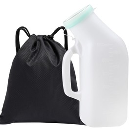 DAWRIS Urine Bottles for Men 1200 ml Urine Bottle for Men with Black Waterproof Storage Bag with Drawstring Pee Bottle with Closure for On the Go Bed Bottle Urine