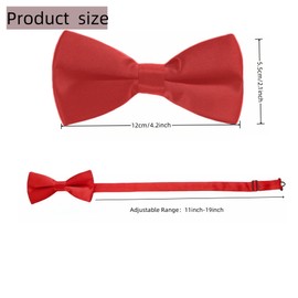 Generic Classic Pre-tied Bow Tie Adjustable Length Satin Bowtie for Mens Women Wedding Party (Red)