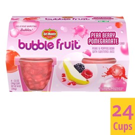 DEL MONTE BUBBLE FRUIT Pear Berry Pomegranate-Flavored FRUIT CUP Snacks, 24 Pack, 3.5 oz