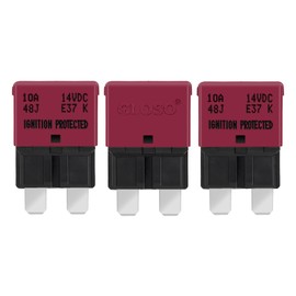 GLOSO Blade Circuit Breaker RV Marine Boat Truck Yacht Auto Reset Audio Solar System Protection ATO ATC 10 Amp E37 3 PACK