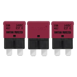 GLOSO Blade Circuit Breaker RV Marine Boat Truck Yacht Auto Reset Audio Solar System Protection ATO ATC 10 Amp E37 3 PACK