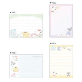 Kamio Japan 040884 Sanrio Characters Memo with Die Cut Cover, Loose Flower Garden, A6, My Melody, Kurodon, Keloppi, Pom Pom Pudding, 4 Patterns, 80 Sheets