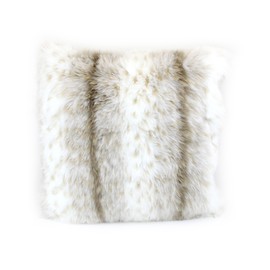 Gözze - Cushion Cover, Smart Fur Look, Lynx Design, 50 x 50 cm - White