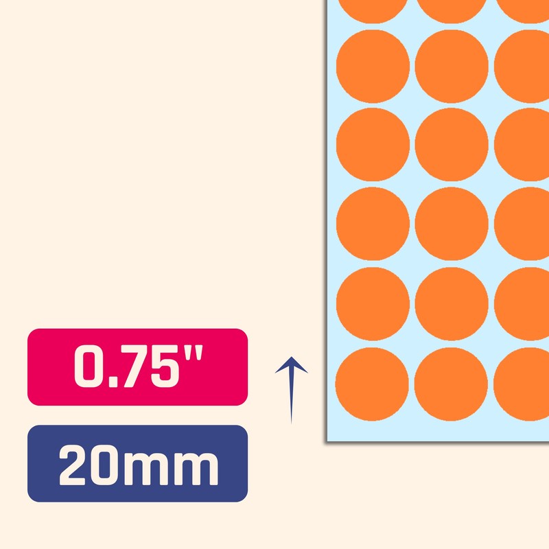 2000 Pack, 3/4" Round Dot Stickers Circle Labels - Orange
